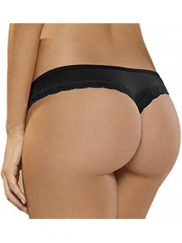 Panties Sexy Thong Panty Underwear Lingiere - Women's Underwear - Midnight Black - C612G5194FB $14.75