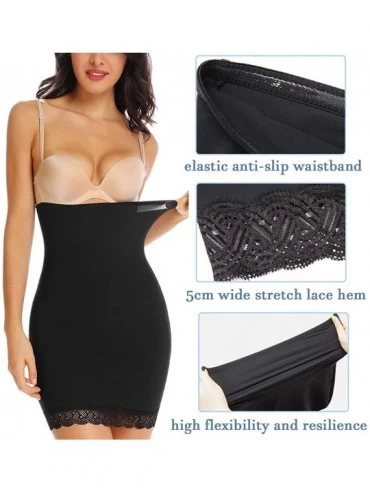 Shapewear Tummy Control Shapewear Half Slips for Women Under Dresses High Waist Underwear - Lace Black - CB18UU5CR0S $15.52