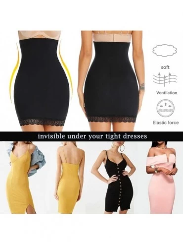 Shapewear Tummy Control Shapewear Half Slips for Women Under Dresses High Waist Underwear - Lace Black - CB18UU5CR0S $15.52