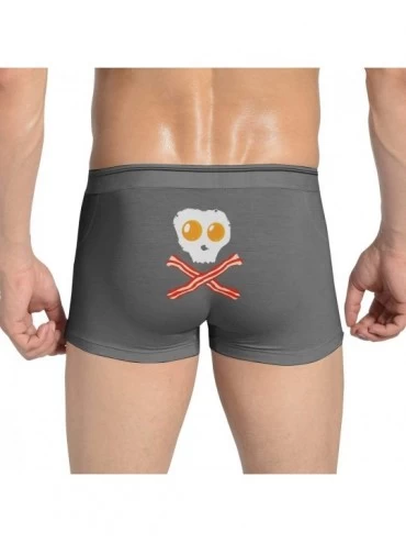 Boxer Briefs Underwear for Men's Comfort Boxer Brief Bacon and Eggs Skull Underpants - Deep Heather - C318UOZTRRI $35.23