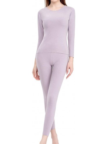 Thermal Underwear Women's Thermal Underwear Set Soft Warm Base Layer Set Long Johns Set - Gray Purple - CR1938I5IEQ $45.94