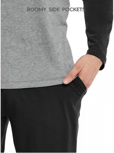 Sleep Sets Men's Cotton Raglan Sleepwear Long Sleeve Top & Bottom Pajama Lounge Set - Black - CS122S6ONET $35.69
