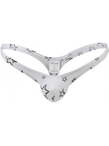 G-Strings & Thongs Men Sexy Underpants Cotton Pouch G String Low Waist Briefs Thong Underwear - White - CM194CW7SCN $24.69