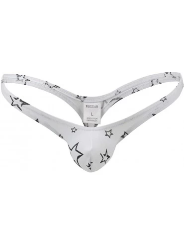 G-Strings & Thongs Men Sexy Underpants Cotton Pouch G String Low Waist Briefs Thong Underwear - White - CM194CW7SCN $20.48