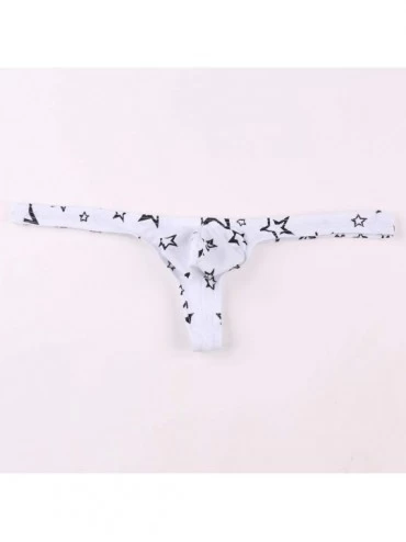 G-Strings & Thongs Men Sexy Underpants Cotton Pouch G String Low Waist Briefs Thong Underwear - White - CM194CW7SCN $8.70