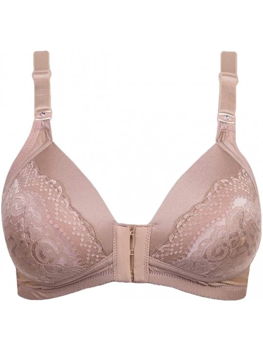 Bras Full Cup Push-up Lace Trim Front Closure Wireless Everyday Bra - One - C718NTIR85T $12.35