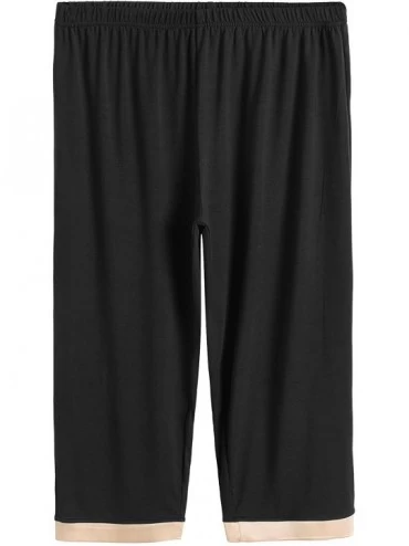 Sets Women's Sleepwear Tops with Capri Pants Pajama Sets - Black - C318Z0LYXQC $23.79