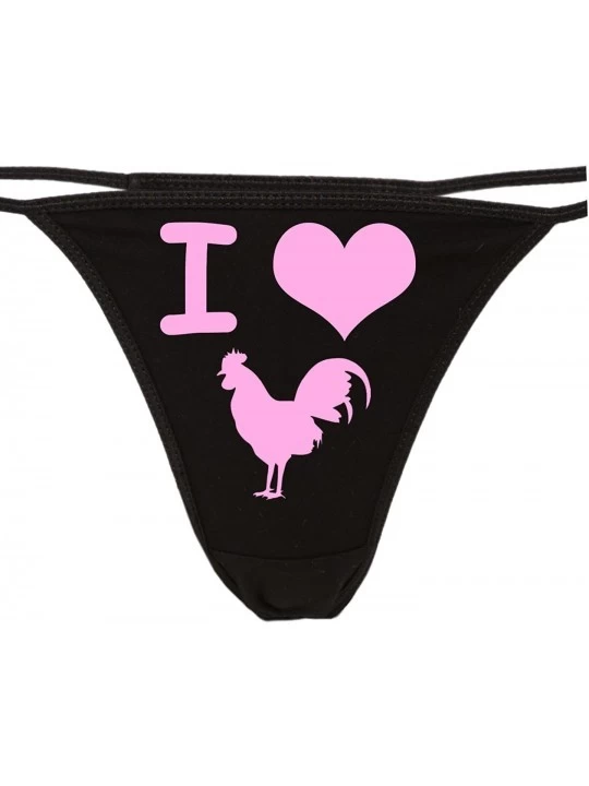 Panties I Love Cock Thong Panties - I Heart Cock Underwear - for Hot Wife - Rooster pic - The Panty Game Gift - Bubble Gum Pi...
