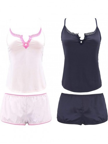 Sets Women Sexy Camisole Tank Top and Shorts Lingerie Sleepwear Set - Lt Pink- Dk Gray(set 2 Pack) - C618SLX4OZ9 $29.00