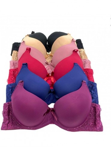 Bras 6 Pieces ADD 1 Cup Wired Double Pushup Push Up Bra A/B/C - 68037-z - C2190LY63X3 $58.07