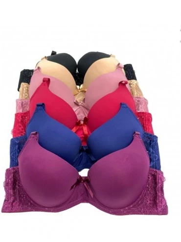 Bras 6 Pieces ADD 1 Cup Wired Double Pushup Push Up Bra A/B/C - 68037-z - C2190LY63X3 $33.08