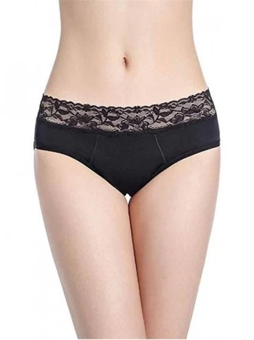 Panties Women Lace Waistband Stretch Panties Casual Daily Wear Underwear Low Rise Briefs Underpants - Black - C518AADANEO $19.13
