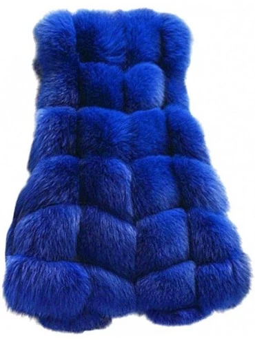 Thermal Underwear Women's Faux Fur Gilet Coat Slim Long Waistcoat Jacket Sleeveless Shrug Trench Outerwear - C-blue - C518ZUQ...