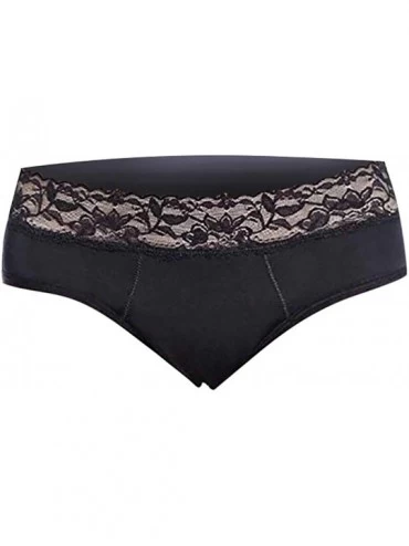 Panties Women Lace Waistband Stretch Panties Casual Daily Wear Underwear Low Rise Briefs Underpants - Black - C518AADANEO $11.01