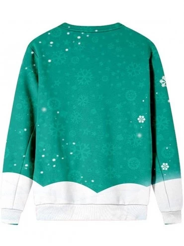 Thermal Underwear 3D Print Tops-Women Christmas Long Sleeves O-Neck Pullover Sweatshirt Blouse - Green - C718ZXYG43X $16.30