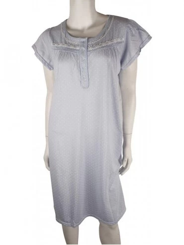 Nightgowns & Sleepshirts Women's Comfortable Nightgown Dress with Polka Dot Print - Small to 4XL Available (00123) - Blue - C...