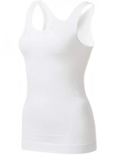 Shapewear Women's Tummy Control Shapewear Tank Tops - Seamless Body Shaper Compression Top - White - CL18U0ODCOT $26.53