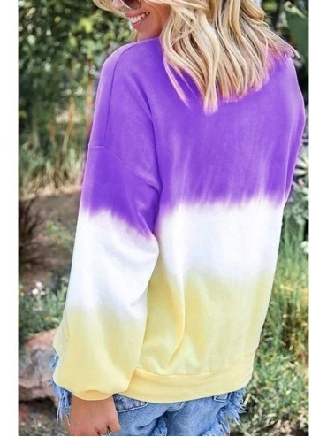Sets Womens Tie Dye Printed Sweatshirt Color Block Pullover Lightweight Slouchy Shirt - Dark Purple - CB18WKIL3Y8 $24.58