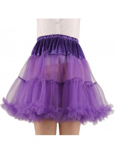 Slips Women's Princess Layered Puff Skirt Mini Tutu Skirt Short Petticoat - Purple - CK12OBFXQEE $9.94