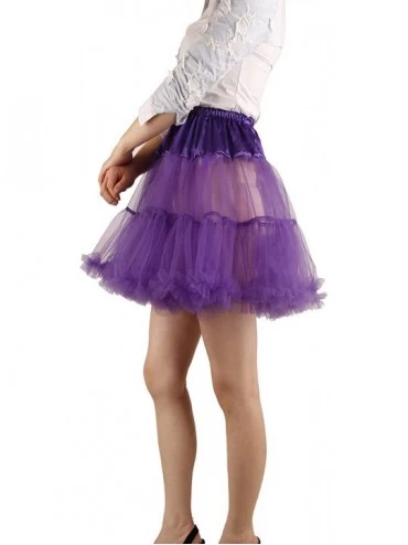 Slips Women's Princess Layered Puff Skirt Mini Tutu Skirt Short Petticoat - Purple - CK12OBFXQEE $9.94