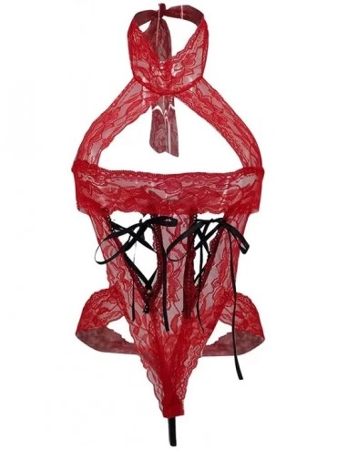 Accessories Lingerie Sexy Bow Lace Underwear Temptation Underwear Bandage Teddy for Women Red Black S-XXL - Red - CU196NZ0LH0...