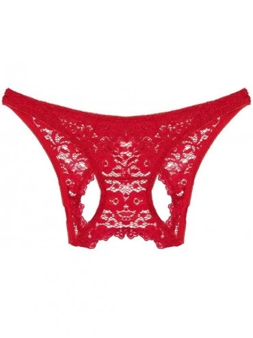 Panties Sheer Floral Soft Lace One Size Open Back Crotch Women Panty Underwear - Red - C818LATMSSY $19.44