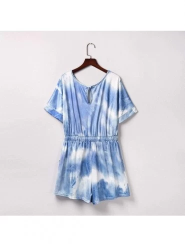 Sets Loungewear Sets for Women Short Sleeve Tie Dye Pajamas Set Loungewear One Piece Pj Sets Sleepwear Jumpsuit Pj Sets Blue ...