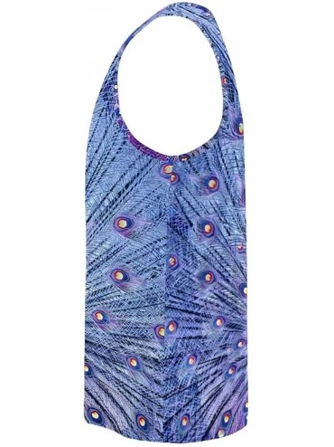 Undershirts Men's Muscle Gym Workout Training Sleeveless Tank Top Blue Palm Trees Flowers - Multi3 - CU19DC3M4S8 $23.20