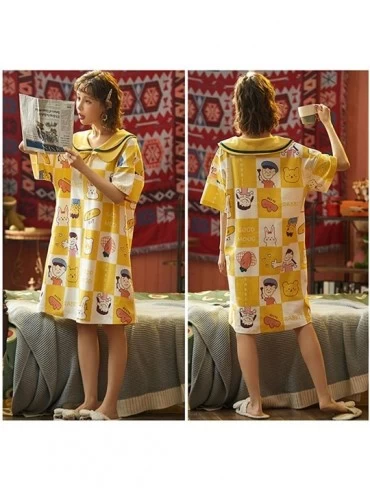 Robes Cute Printed Nightgown-Girls Sexy Cotton Underskirt-Soft Comfortable Lounge Robe-Womens Shirt Sleepwear - H - CT198862M...