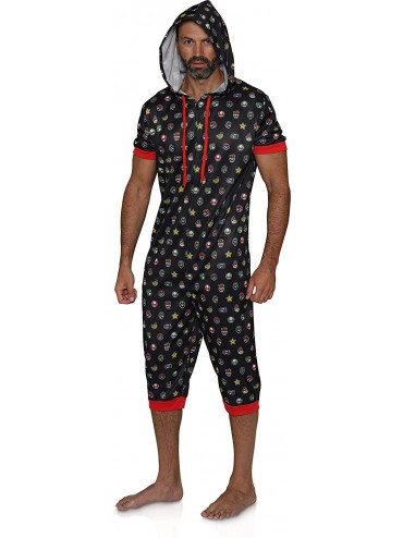 Sleep Sets Men's Super Mario Power Ups Cropped Leg One Piece Pajama - CR18KNZ58ZI $48.61