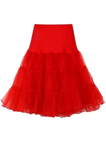 Slips Tutu Lightweight Petticoats Adult Dancing Skirts Women Pleated Gauze Short Wedding Skirt - Red - C9194YOCOQL $11.12