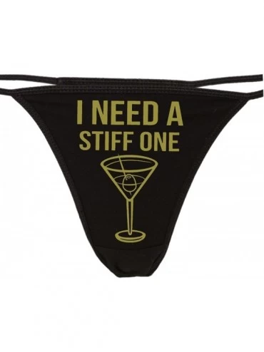 Panties I Need A Stiff One Black Thong - Fun Flirty Underwear - Panty Game Bachelorette Bridal Lingerie Shower - Gold - CR187...