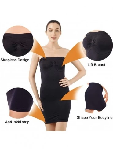 Slips Women's Strapless Shaperwear Full Body Slip Seamless Targeted Firm Tummy Control Slip Under Dresses - Black - CG17YIYDS...