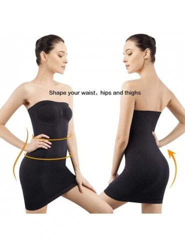 Slips Women's Strapless Shaperwear Full Body Slip Seamless Targeted Firm Tummy Control Slip Under Dresses - Black - CG17YIYDS...