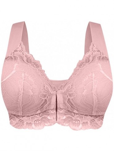 Bras Front Cross Breathable Silk Bra Solid Color Curved Gathered Bra - G2-pink - CN193N9TDTS $28.06