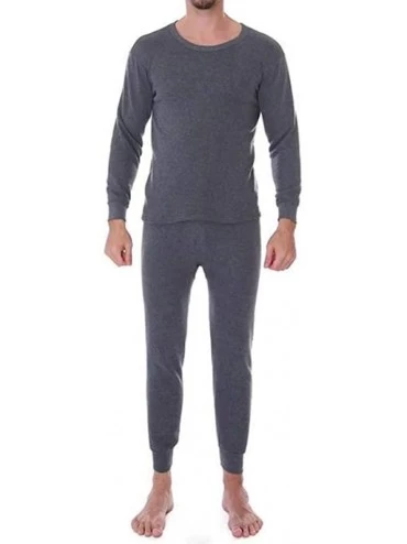 Thermal Underwear Thermal Underwear for Men Winter Warm Fleece Lined Base Layer Long John Set - Gray - C1192KT2S3C $49.18