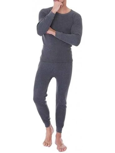 Thermal Underwear Thermal Underwear for Men Winter Warm Fleece Lined Base Layer Long John Set - Gray - C1192KT2S3C $19.94