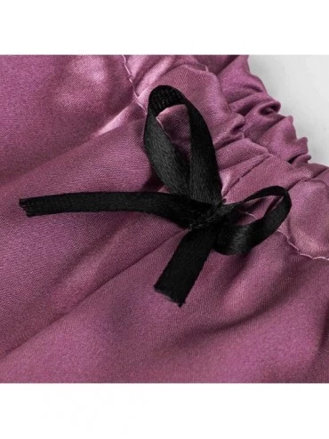 Sets Women Sleepwear Sleeveless Strap Nightwear Lace Trim Satin Top Pajama Sets Sexy Nightdress Women Loungewear Hot Pink - C...
