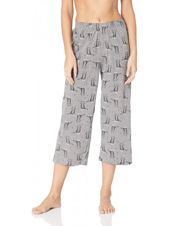 Bottoms Women's Printed Knit Capri Pajama Sleep Pant - Medium Grey Heather - Sweet Kitty - C1180D5EK5A $44.82
