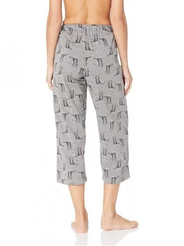 Bottoms Women's Printed Knit Capri Pajama Sleep Pant - Medium Grey Heather - Sweet Kitty - C1180D5EK5A $44.82