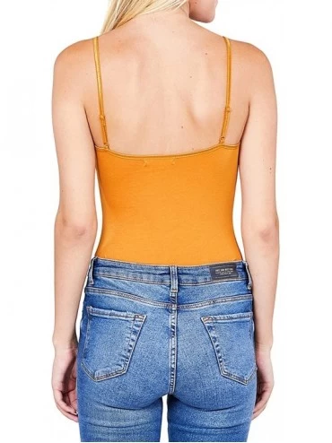 Shapewear Ladies Solid Cami Bodysuit w/Adjustable Spaghetti Straps - Khaki - CW18S8YQS5I $14.79
