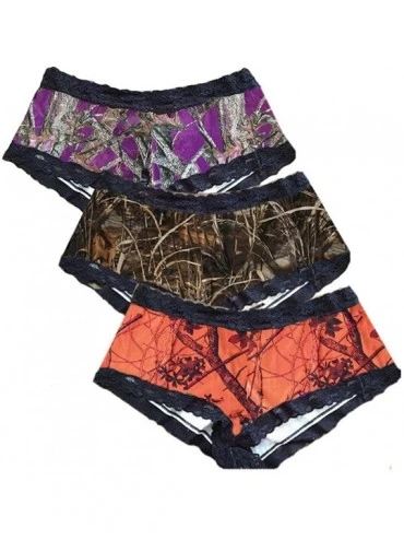 Panties Camo Panty 3 Pack of Lace Trim Boy Shorts - C0194H255Q3 $33.17