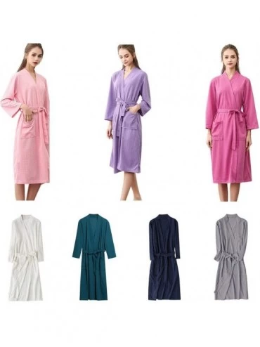 Robes Bathrobe for Women Men Unisex Thin Breathable Splicing Home Clothes Robe Coat Nightgown Pajamas Kimono with Belt Purple...