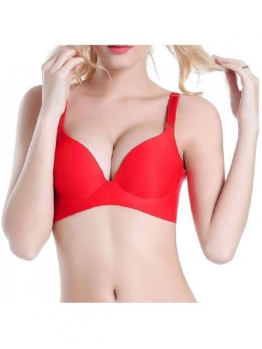 Bras Comfort Pushup Wire Free Seamless Bra - Red - CO18TM5IQE3 $35.70