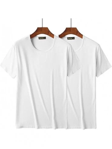 Undershirts 2 Pack Breathable White Undershirts for Men 95% Bamboo Fiber Soft Underwear Round Neck Ropa Interior Hombre Summe...