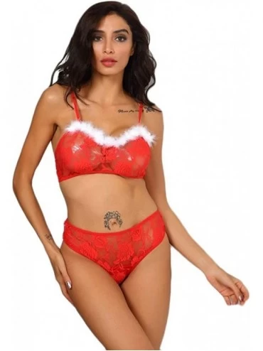 Bustiers & Corsets Sexy Lingerie for Women Mid Waist Christmas Lace Plus Size Bra Lingerie Underpants Thong Underwear Set Bod...