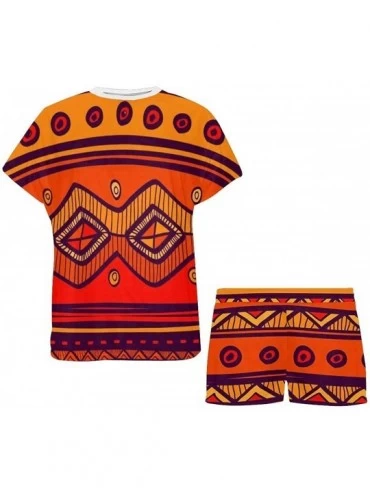 Sets African Art Tribal Pattern Women's Sleepwear T Shirt Round Neck Short Sleeve Pajama Set - Multi 1 - CI19CA5UAO4 $69.76