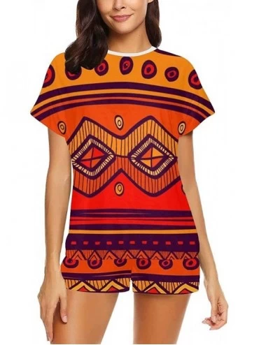 Sets African Art Tribal Pattern Women's Sleepwear T Shirt Round Neck Short Sleeve Pajama Set - Multi 1 - CI19CA5UAO4 $34.40