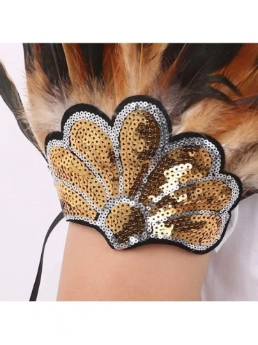 Robes 2pcs Gothic Feather Flower Epaulet Shiny Sequins Shrug Cape Shoulder Strap for Halloween Masquerade Party - Type a Brow...
