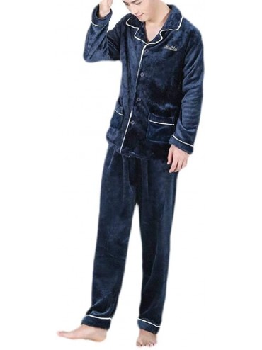 Sleep Sets Warm Flannel Long Sleeve Button Down Nightwear Pajamas Set - 12 - CR1922I57LH $71.71